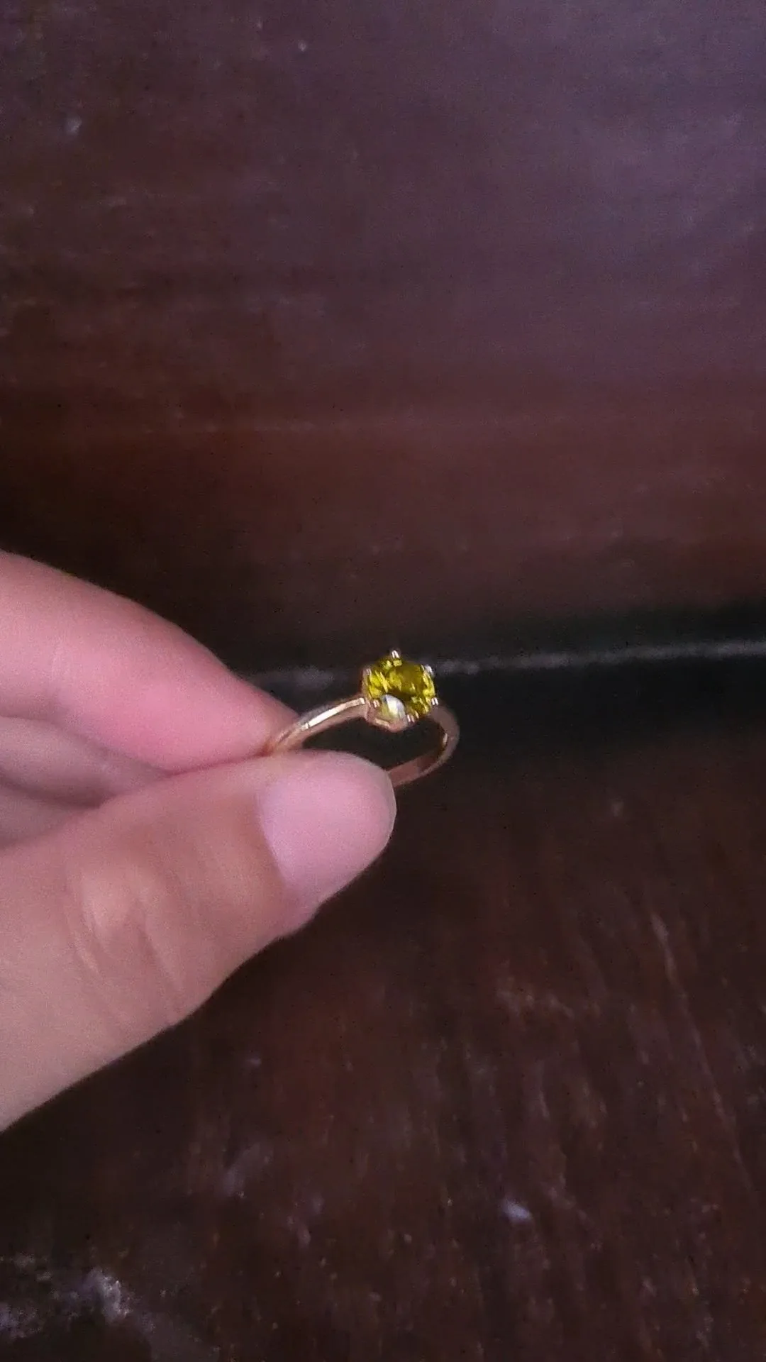 Golden Olive Solitaire Gemstone Ring — Rings by Meshyay